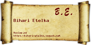 Bihari Etelka névjegykártya
